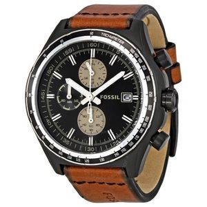 Fossil Mens Chronograph Watch Brown Leather Band Dylan CH2729